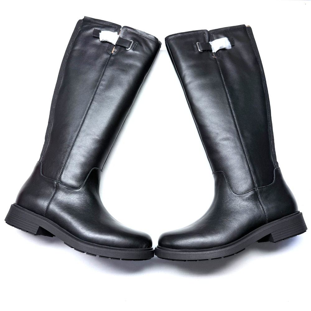 Women's Lands' End Leather Knee High Riding Boots Black leather Size 8